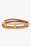 Hermès Gold/Brown Leather Double Tour Bracelet Size T2