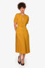 Burberry Yellow Silk Pleated Midi Dress Size 40