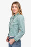 Refrofete Turquoise Denim Puffed Shoulder Jacket Size M