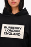 Burberry Black/White Logo Patched Hoodie Size XS