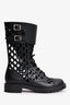 Christian Dior Black Leather D-Trap Laser Cutout Boots Size 40