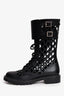 Christian Dior Black Leather D-Trap Laser Cutout Boots Size 40