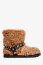 Miu Miu Brown Shearling Studded Buckle Detailed Boots Size 40