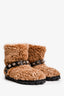 Miu Miu Brown Shearling Studded Buckle Detailed Boots Size 40