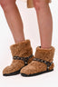 Miu Miu Brown Shearling Studded Buckle Detailed Boots Size 40