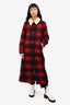 MM6 Maison Margiela Red/Black Wool Check Long Coat Size 40