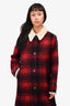 MM6 Maison Margiela Red/Black Wool Check Long Coat Size 40