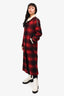 MM6 Maison Margiela Red/Black Wool Check Long Coat Size 40