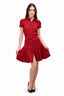 Pre-Loved Chanel™ Autumn 2007 Red Wool Blend Pleated Belted Dress with Removable Camellia Size 36