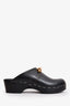 Saint Laurent Black Leather Chain Detailed Clogs Size 39