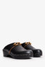 Saint Laurent Black Leather Chain Detailed Clogs Size 39