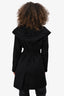 Max Mara Black Camel Hooded Belted Short Coat Size 8