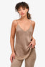 Max Mara Leisure Beige Silk Sheer Detail Sleeveless Top Size M