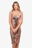 Max Mara Studio Rose Gold Sequin Sleeveless Midi Dress Size 8