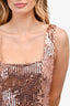 Max Mara Studio Rose Gold Sequin Sleeveless Midi Dress Size 8