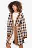 Weekend Max Mara Brown Wool Checkered 'Lavagna' Belted Cardigan Est. Size M