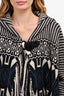 Chloe Black/White Wool/Cashmere Hooded Poncho Size XS