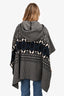 Chloe Black/White Wool/Cashmere Hooded Poncho Size XS