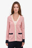 Pre-Loved Chanel™ Pink/White Cashmere Cardigan Size 40