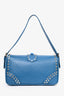 Prada Blue Saffiano Leather Stud/Diamante Embellished Flap Bag