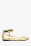 Alexander McQueen Gold Metallic Ankle Wrap Ballet Flats Size 36.5