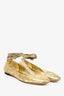 Alexander McQueen Gold Metallic Ankle Wrap Ballet Flats Size 36.5