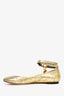 Alexander McQueen Gold Metallic Ankle Wrap Ballet Flats Size 36.5