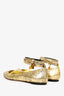 Alexander McQueen Gold Metallic Ankle Wrap Ballet Flats Size 36.5