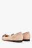 Pre-loved Chanel™ Beige Suede Camellia Flower Flats Size 36.5