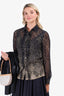 Max Mara Black/Beige Silk Polka Dot Blouse Size 8