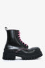 Balenciaga Black/Pink Leather 'Strike' Combat Boots Size 36