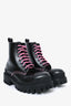 Balenciaga Black/Pink Leather 'Strike' Combat Boots Size 36