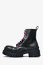 Balenciaga Black/Pink Leather 'Strike' Combat Boots Size 36