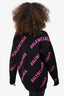 Balenciaga Black/Pink Wool Blend Logo Long Sleeve Sweater Size XS