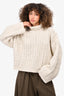 Toteme Cream Wool Blend Cable Knit Mock Neck Sweater Size XS