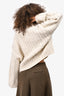 Toteme Cream Wool Blend Cable Knit Mock Neck Sweater Size XS