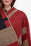 Burberry London Burgundy/Teal Check Blanket Poncho