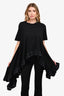 Alexander McQueen Black T-Shirt With Asymmetrical Ruffle Size 40