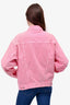 Balenciaga Pink/Black Denim Embroidered Logo Front Jacket Size 34