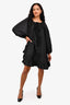 Patou Black Oversized Ruffle Hem Bow Detail Dress Size 36