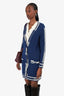 Pre-Loved Chanel™ Blue/White Cashmere Knitted Cardigan Size 34