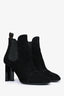 Louis Vuitton Black Suede Monogram Tab Heeled Boots Size 38.5