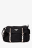 Prada Black/Silver Nylon/Leather Studded Messenger Bag