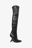 Tom Ford Runway Black Leather Thigh High Wedge Boots Size 40 (As Is)