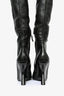 Tom Ford Runway Black Leather Thigh High Wedge Boots Size 40 (As Is)