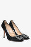 Manolo Blahnik Black Satin Hangisi Heels Size 35.5