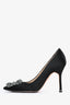 Manolo Blahnik Black Satin Hangisi Heels Size 35.5