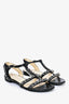 Pre-Loved Chanel™ Black Leather Chain Sandals Size 36 (As Is)