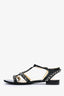 Pre-Loved Chanel™ Black Leather Chain Sandals Size 36 (As Is)