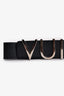 Louis Vuitton Black Leather Silver 'VUITTON' Belt Size 95